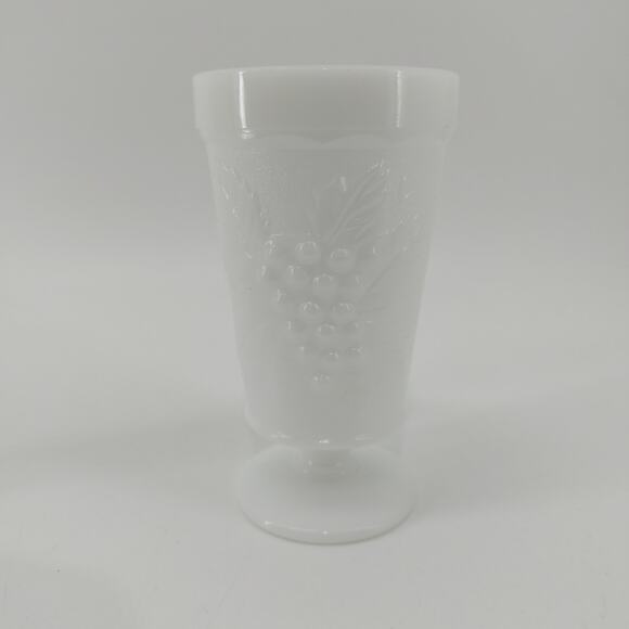 Anchor Hocking Colony Grape Milk Glass White Goblet Footed - Picture 13 of 14